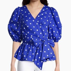 NWT Lilly Pulitzer Kara Wrap Top, Blue Gotto Hotter Spot, 10